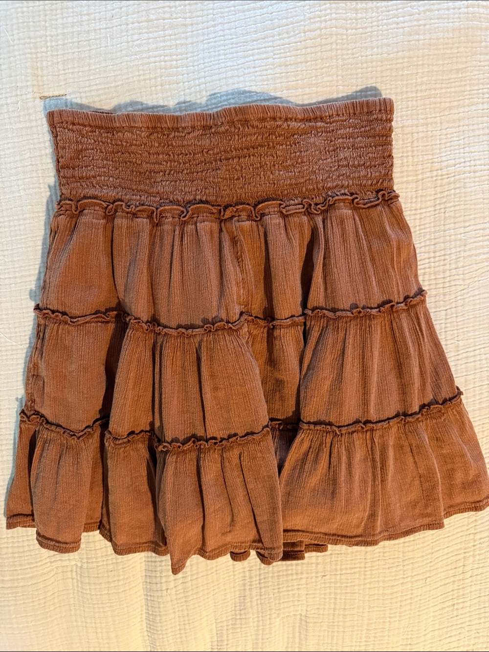 American Eagle Tiered Chiffon Rust Mini A-Line Mini Skirt, size xs